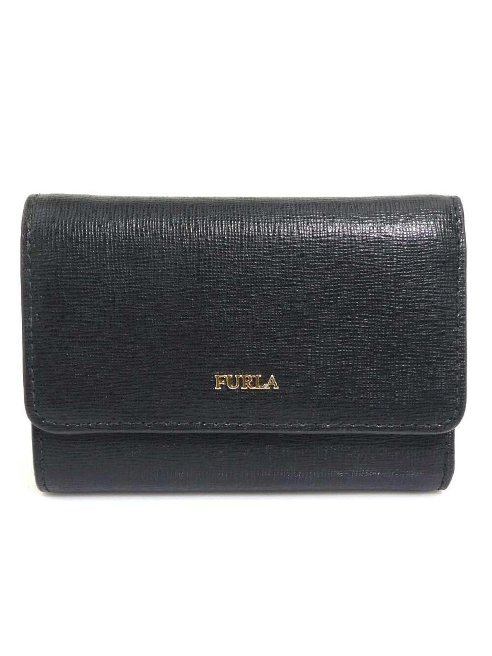 Auth Furla Tri-Fold Wallet Black #302699F69B